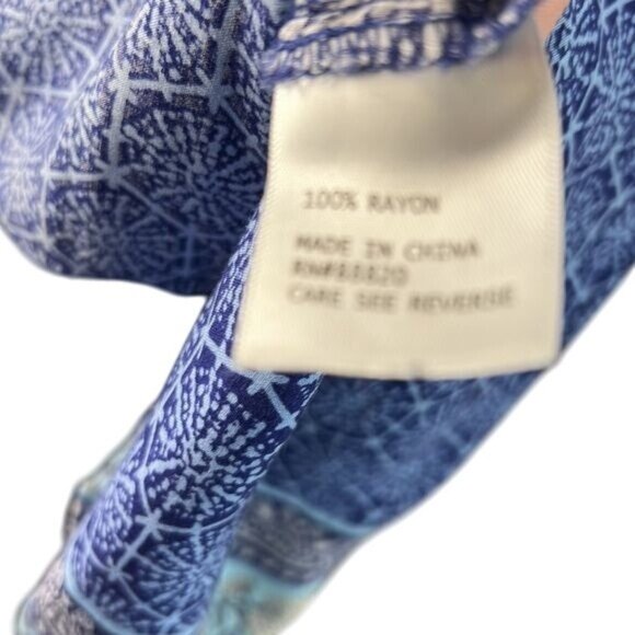 Anne Carson Womens Blue Boho Patterned 3/4 Sleeve Blouse S - Picture 7 of 7